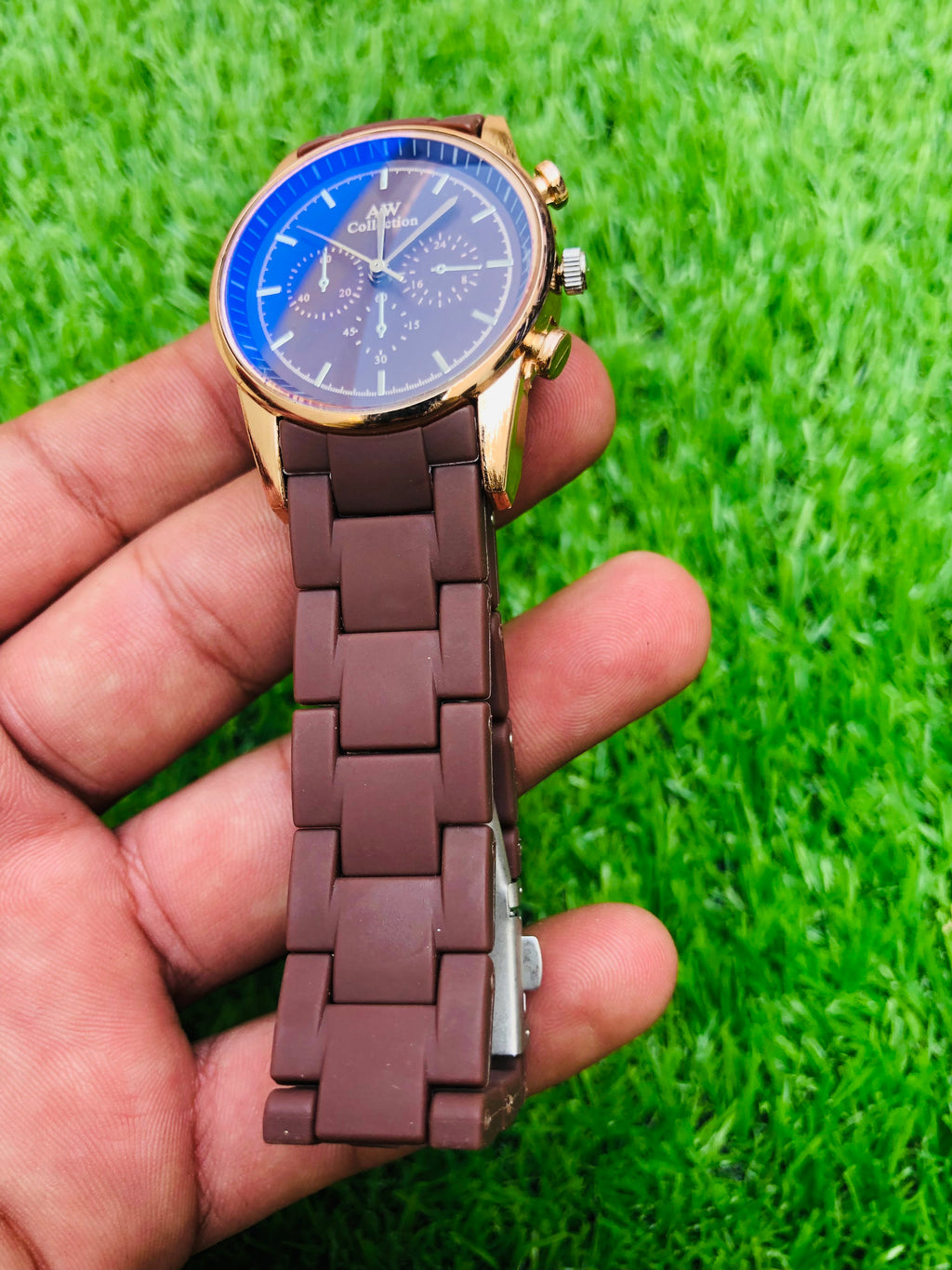 AW Collections Men's Mehron Tone Analog Quartz Watch with Patterned Dial