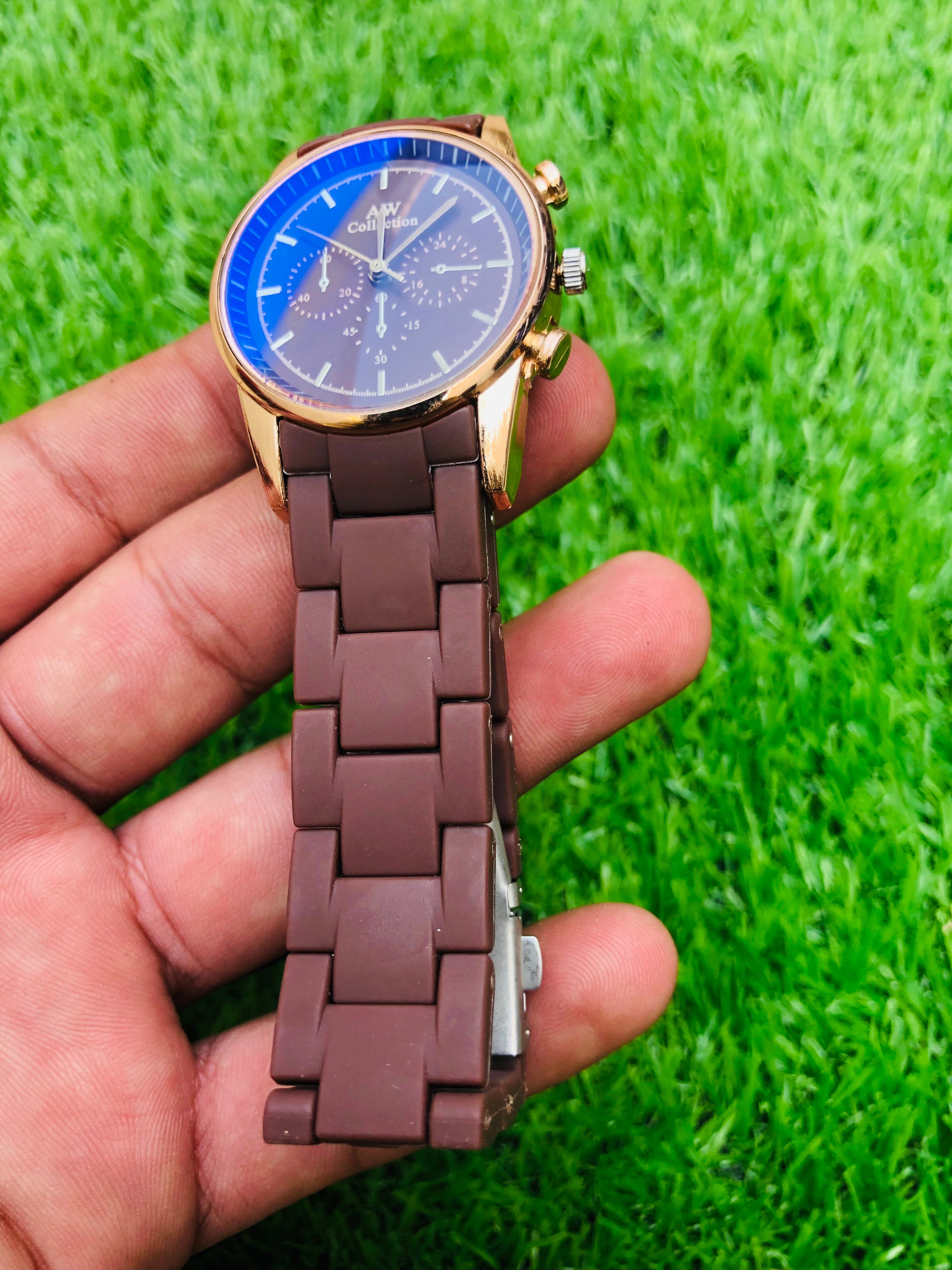 AW Collections Men's Mehron Tone Analog Quartz Watch with Patterned Dial