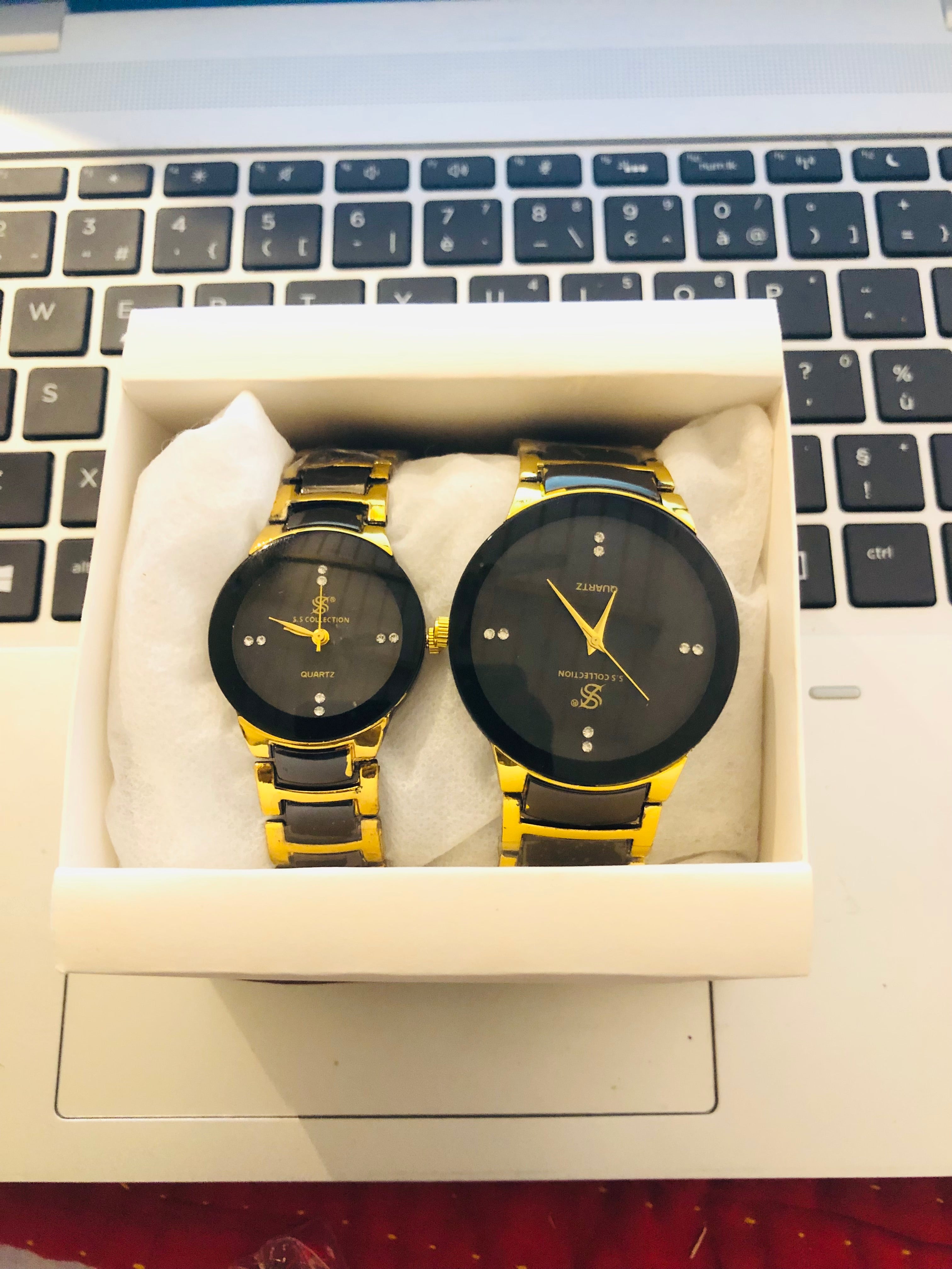 Couple Watches Set for Lovers 2 Pcs Two Tone Quartz Wristwatches for Men And Women