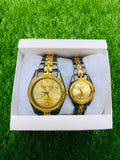 Couple Watches Set for Lovers 2 Pcs Two Tone Quartz Wristwatches for Men And Women