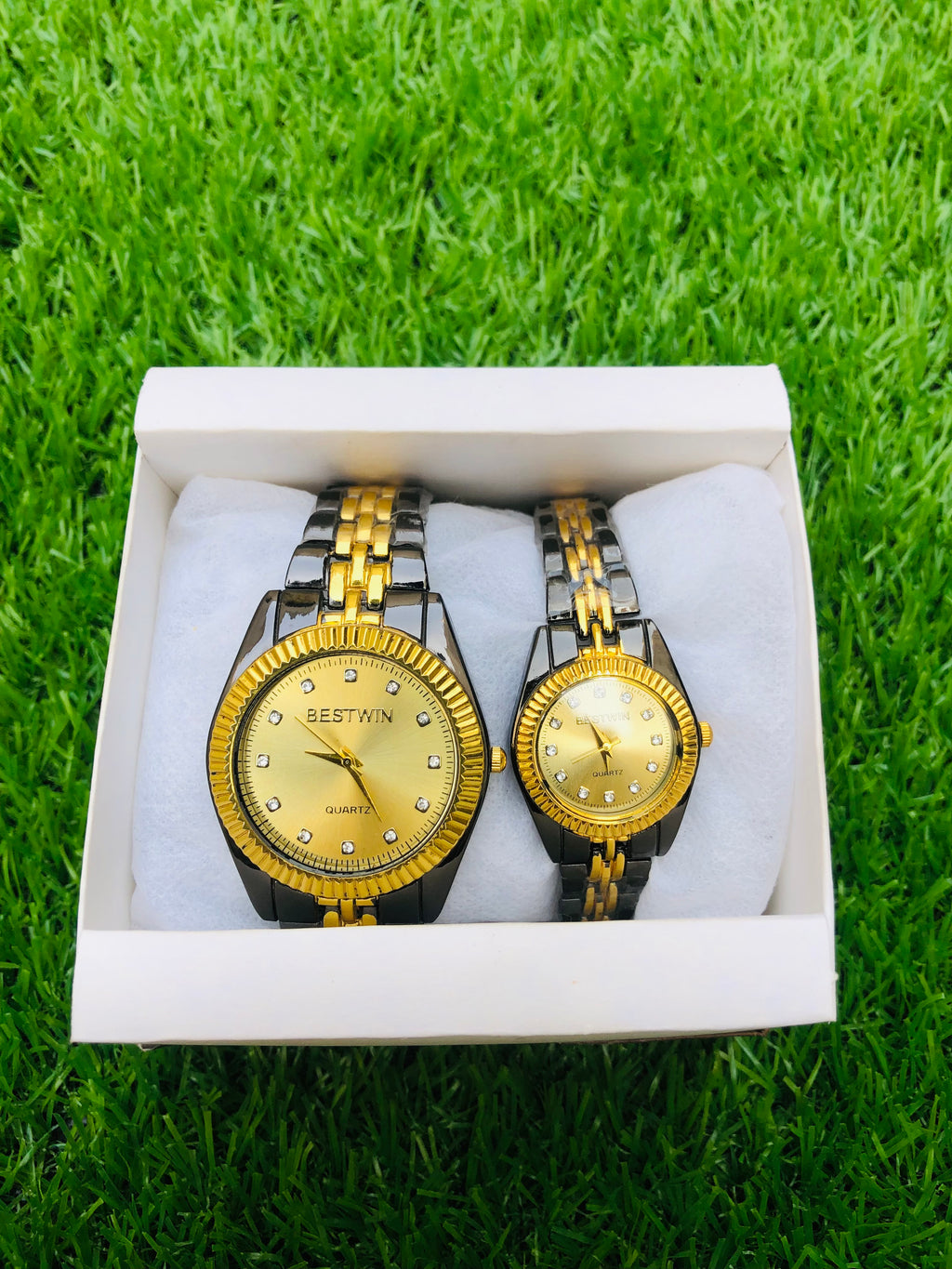 Couple Watches Set for Lovers 2 Pcs Two Tone Quartz Wristwatches for Men And Women