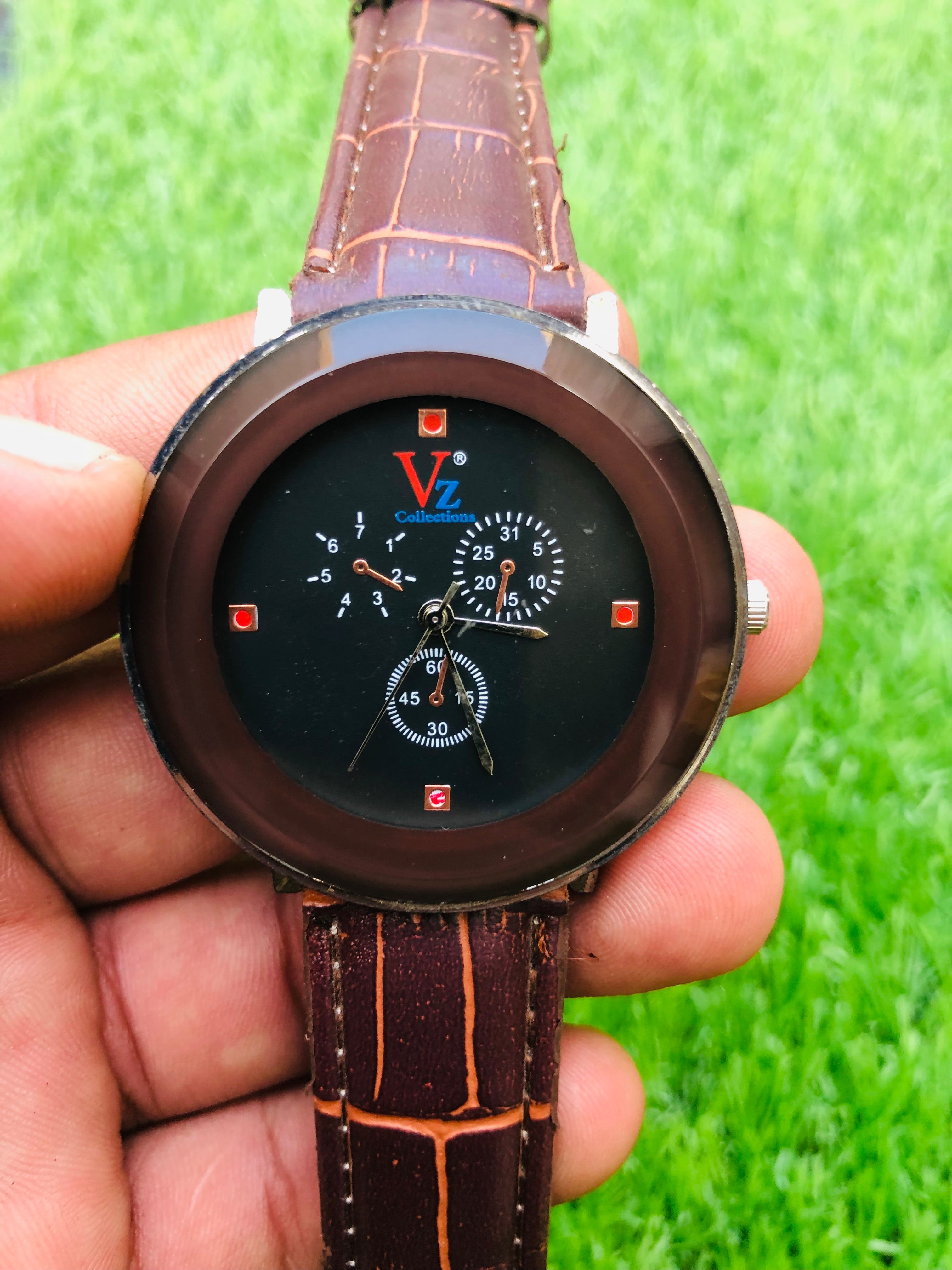 Vz Collections Men's Quartz Watch Leather Belt