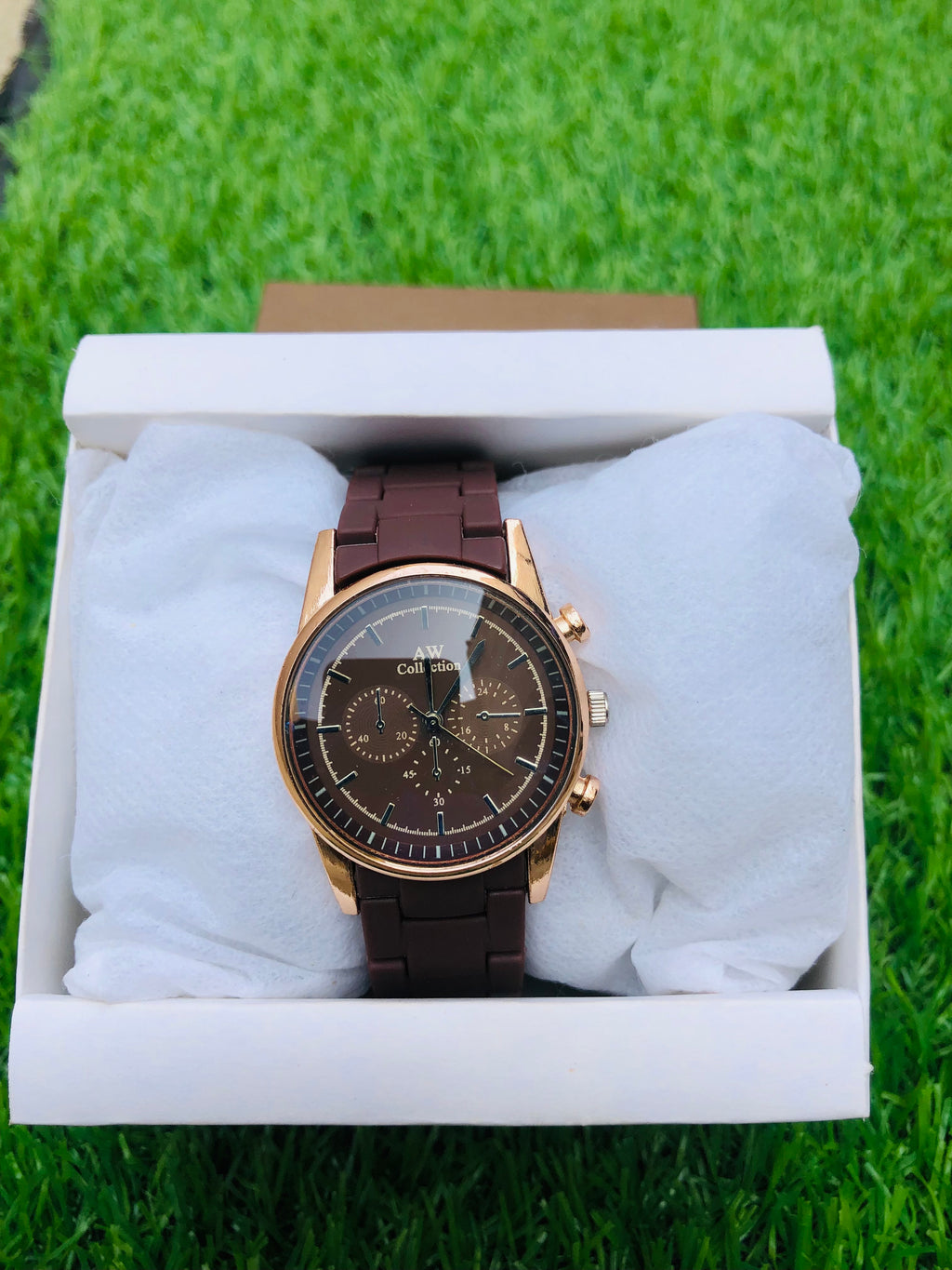 AW Collections Men's Mehron Tone Analog Quartz Watch with Patterned Dial