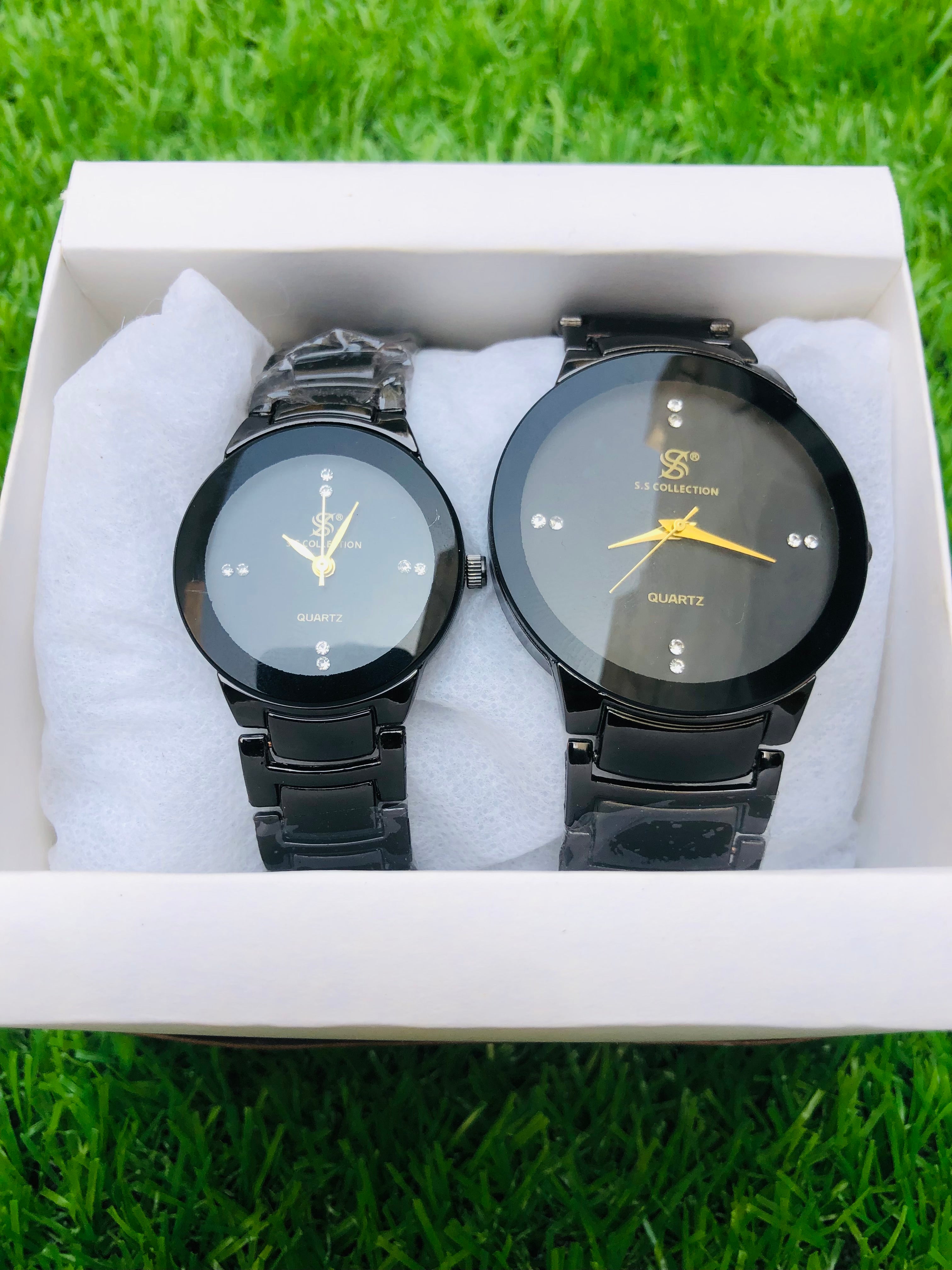 Couple Watches Set for Lovers 2 Pcs Two Tone Quartz Wristwatches for Men And Women