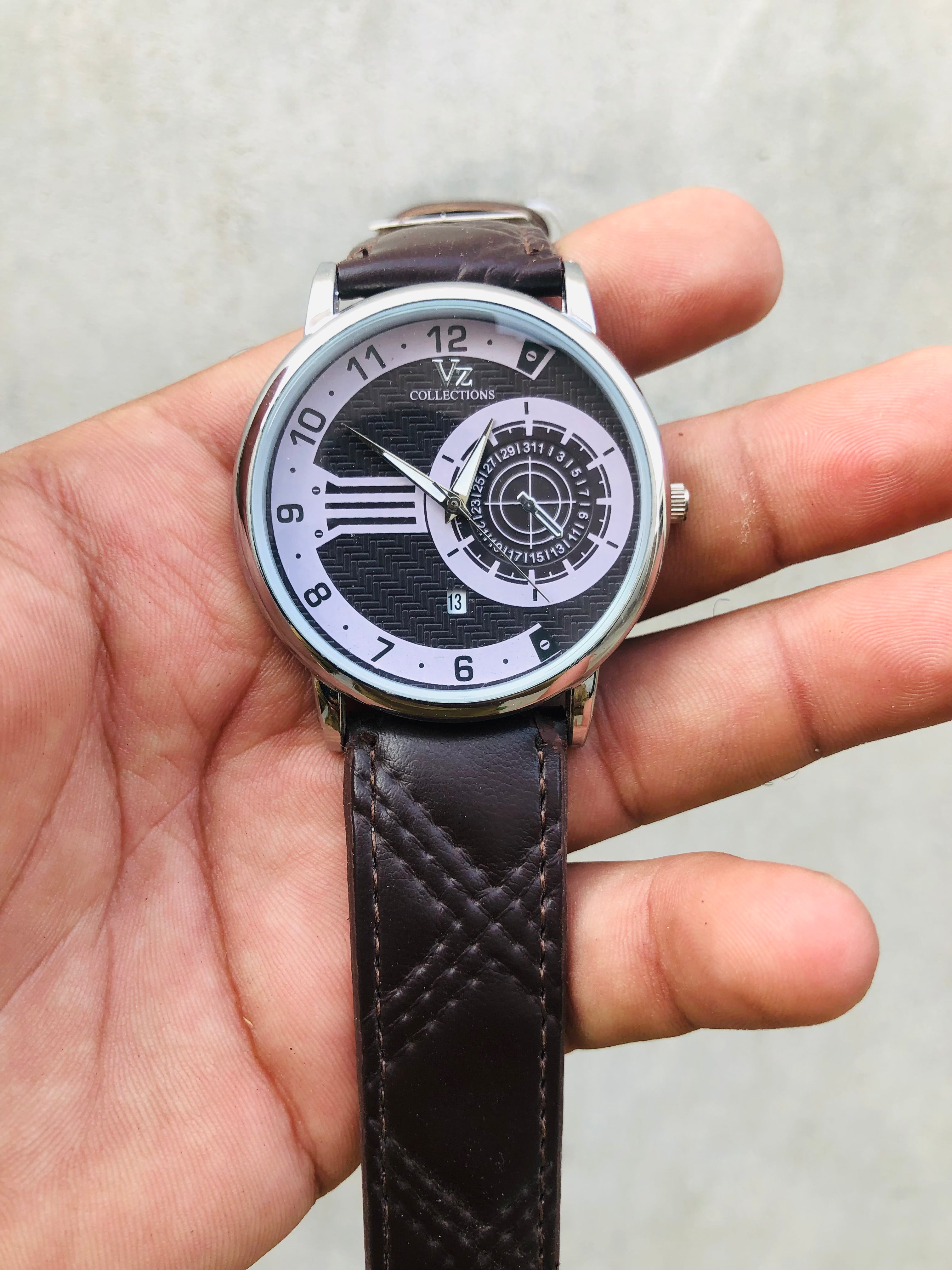 Vz Collections Men's Quartz Watch Leather Belt